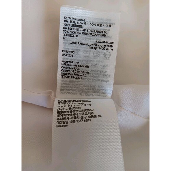 H&M Pinstripe Blazer Women's Sz 12 White Navy Striped Single Button Cotton Blend - Picture 13 of 14